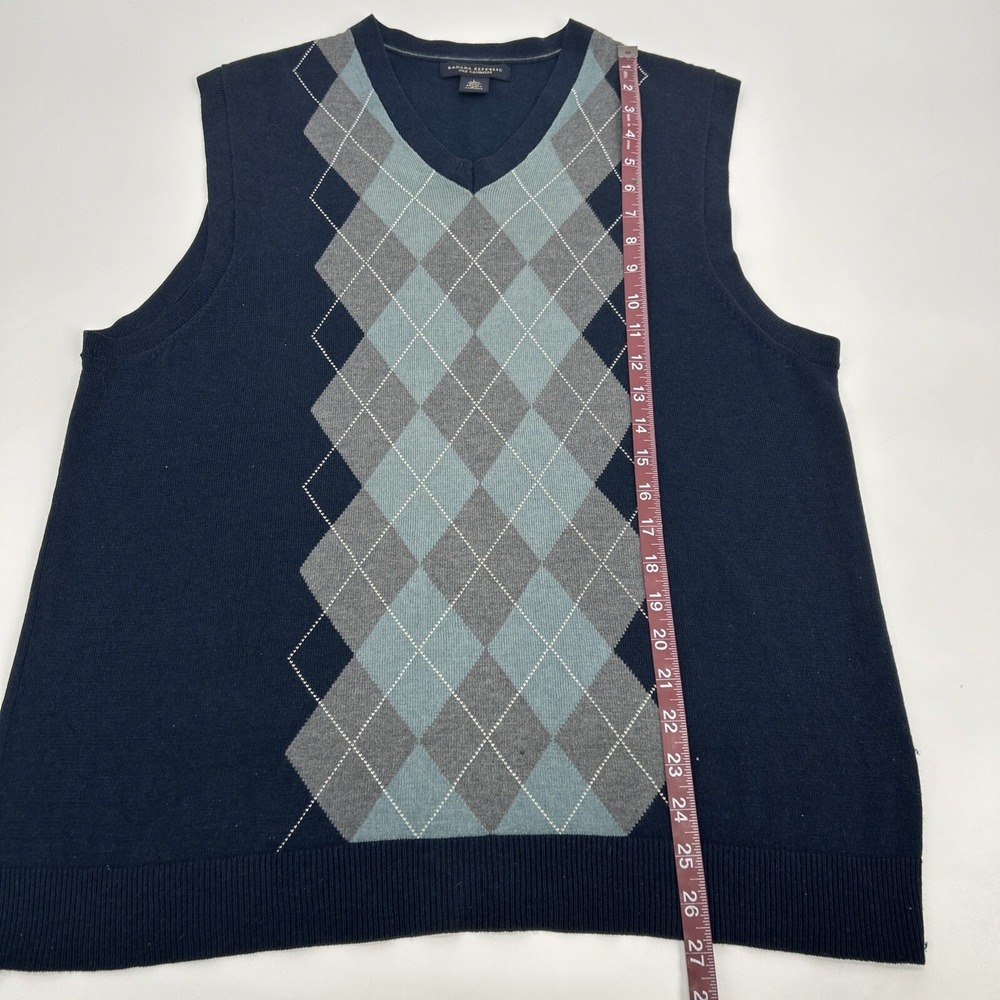 Banana Republic Sweater Vest Men L Blue‎ Argyle V-Neck Pullover Silk Cashmere - Picture 4 of 7